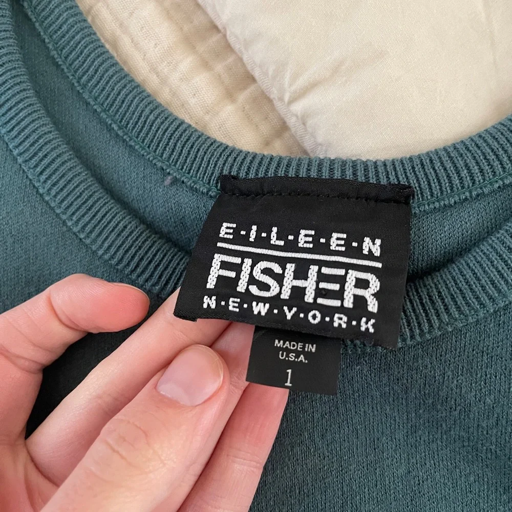 Eileen Fisher Women's 100% cotton tank Top green blue basic classic 90s size 1 - Picture 5 of 11